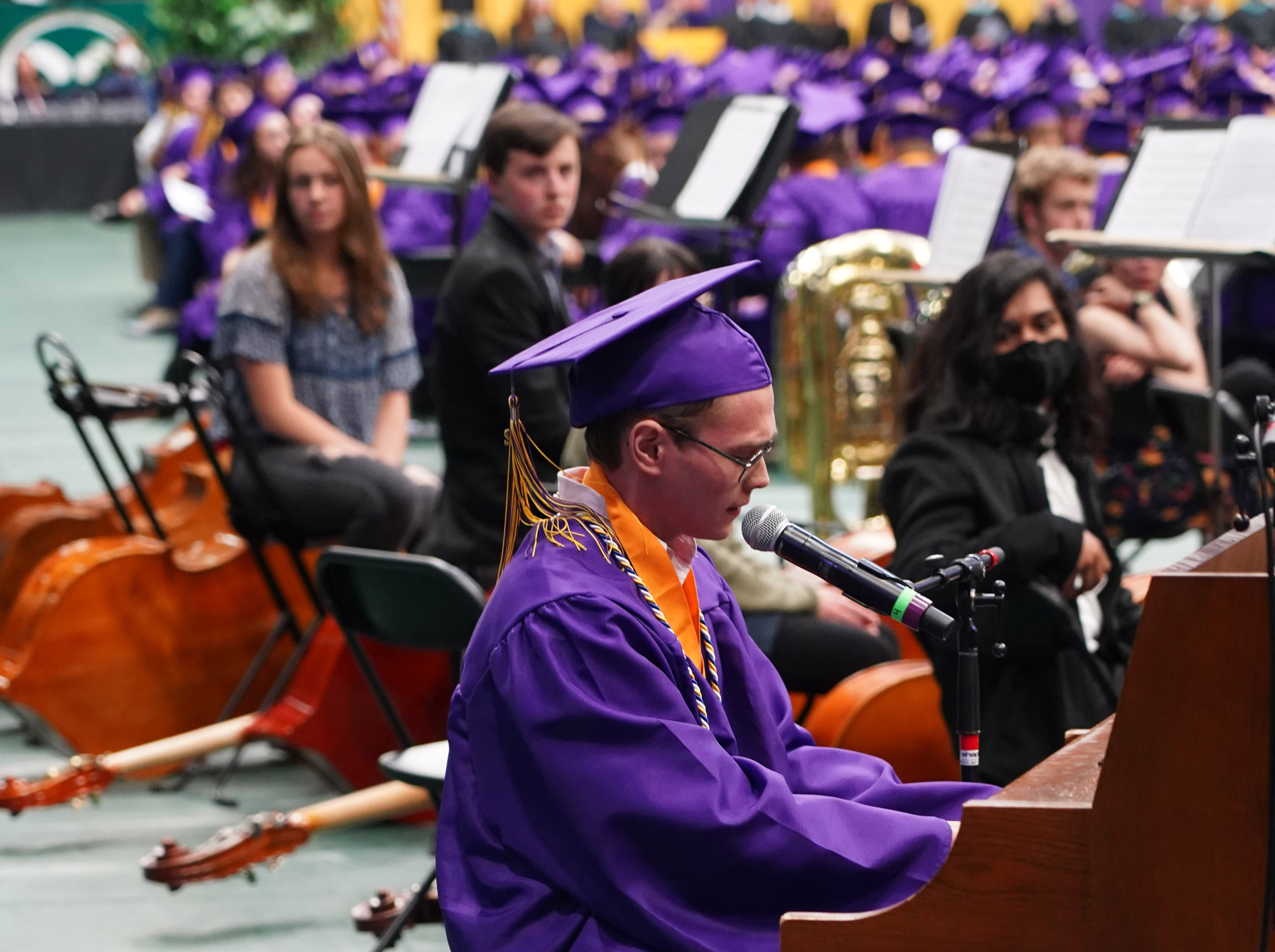 A FCHS graduate plays the piano. 