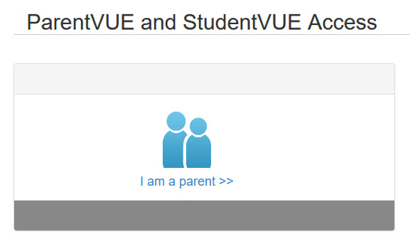 Screenshot of the "I am a parent"  prompt for ParentVUE.