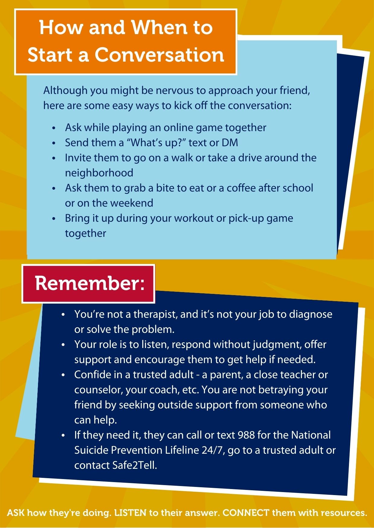 Conversation tips on talking with friends - info in the linked document.