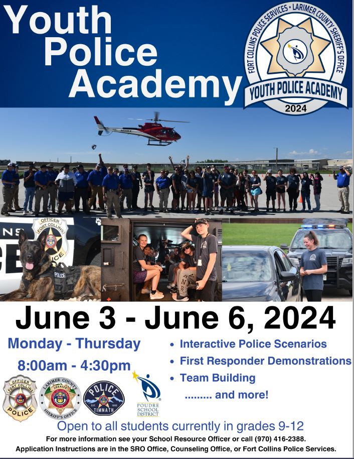 Youth Police Academy flyer. Text is in the information on the web page. 