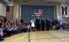 Naturalization ceremony in the Dunn Elementary gym