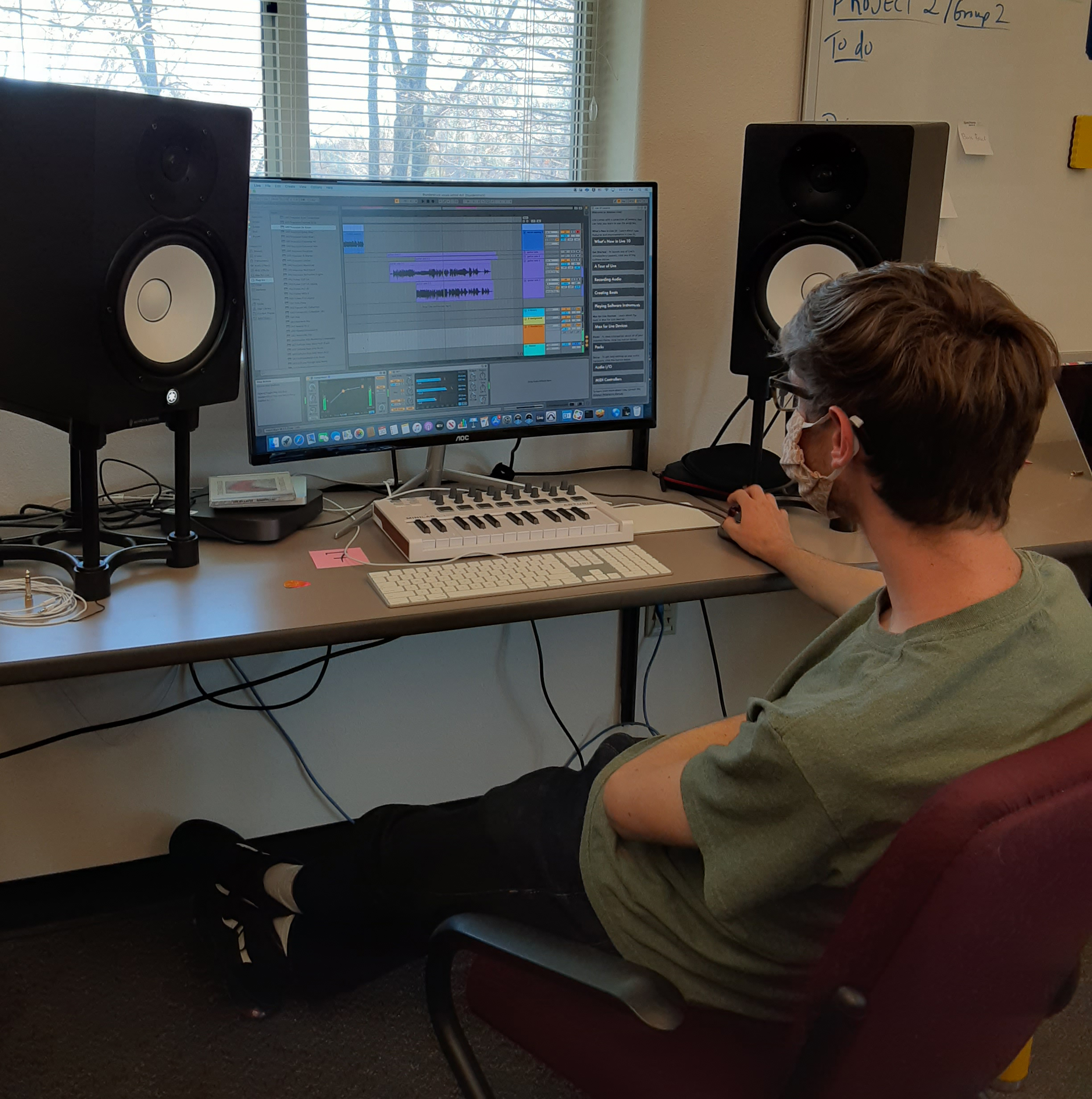 A student works on music at Futures Lab