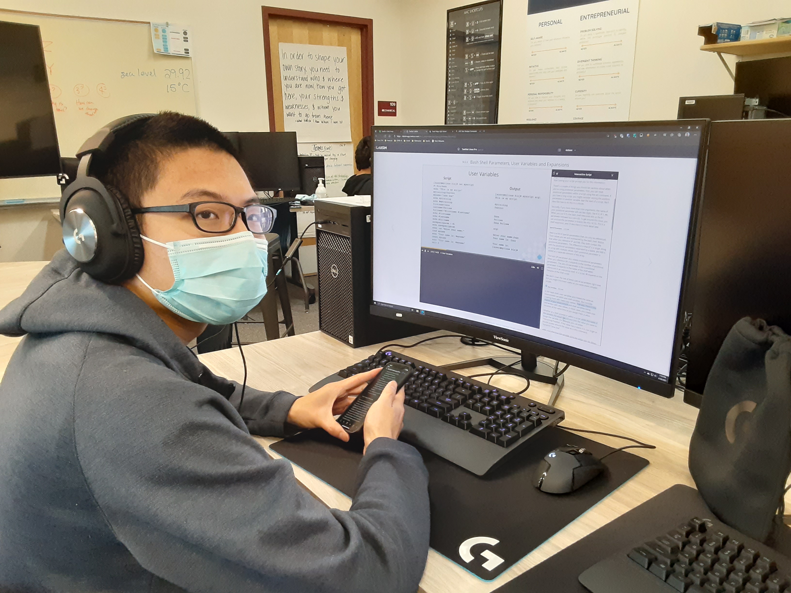 A Futures Lab student at a computer.