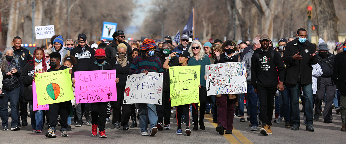 PSD community members march in the MLK Day celebration Jan. 17, 2022.