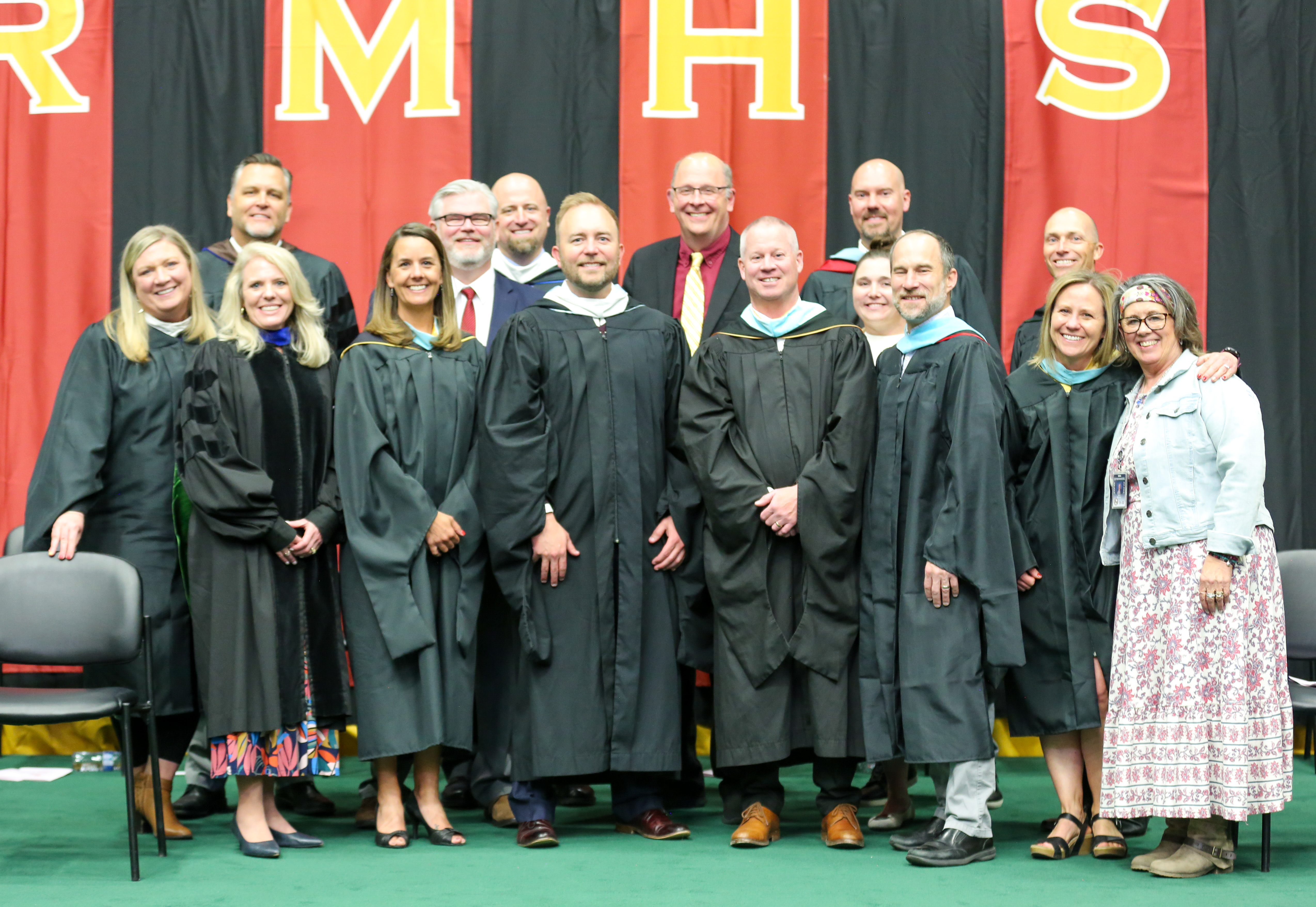 Superintendent Kingsley, Board of Education members and administrators at the Rocky Mountain High School graduation.
