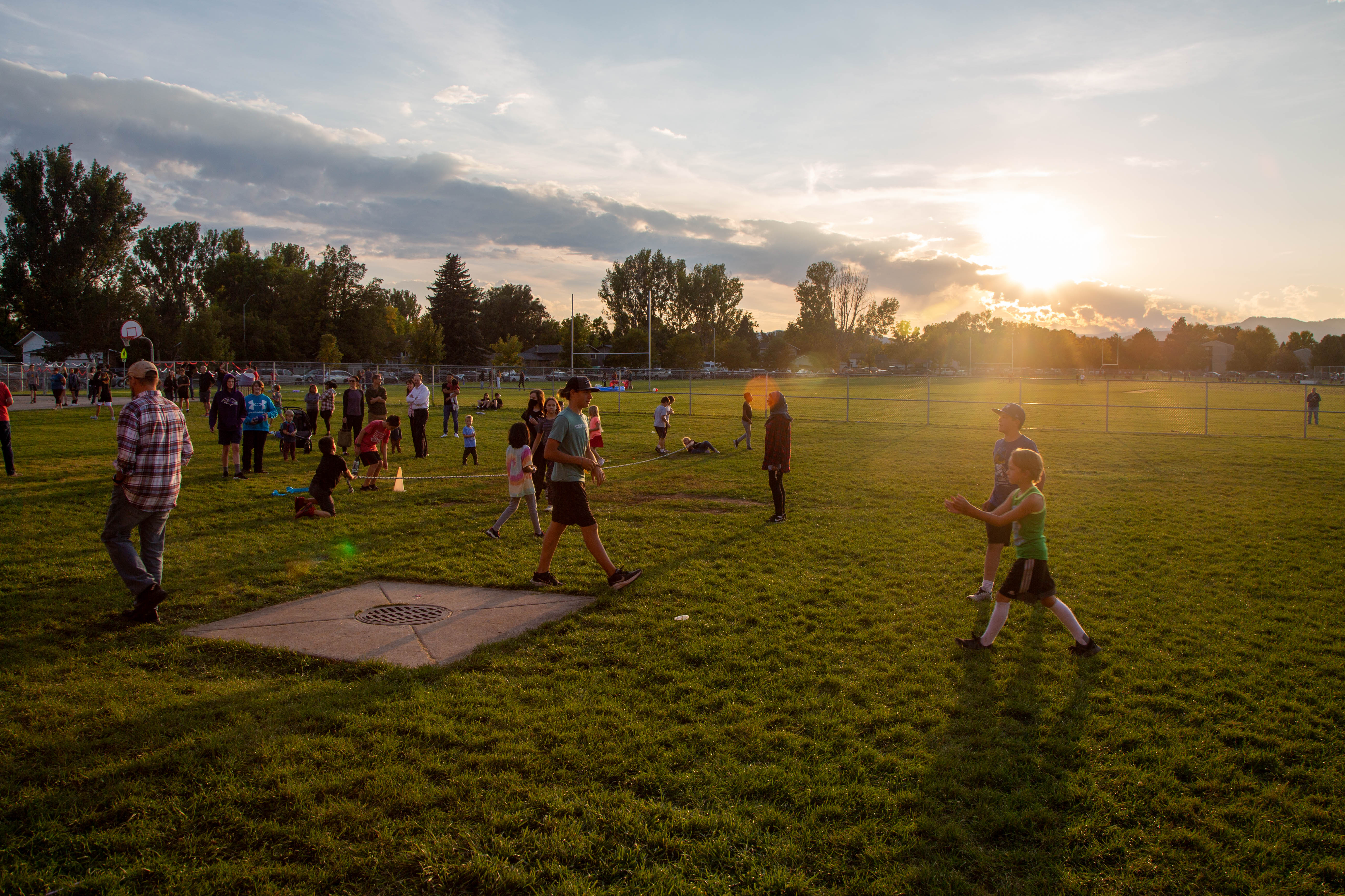 People playing field games at Boltz Middle School during the celebration. 