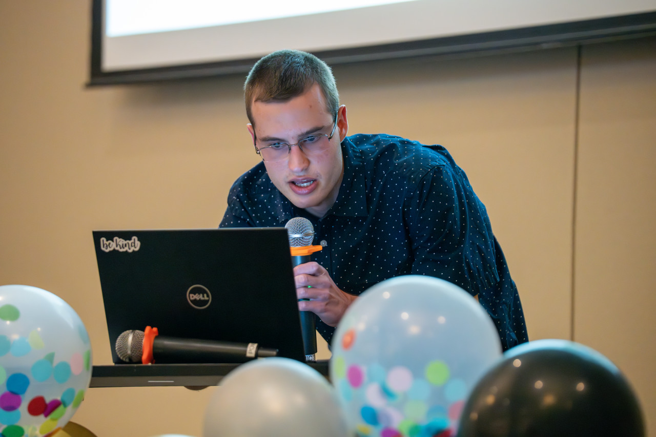 A Project SEARCH graduates gives his presentation. 