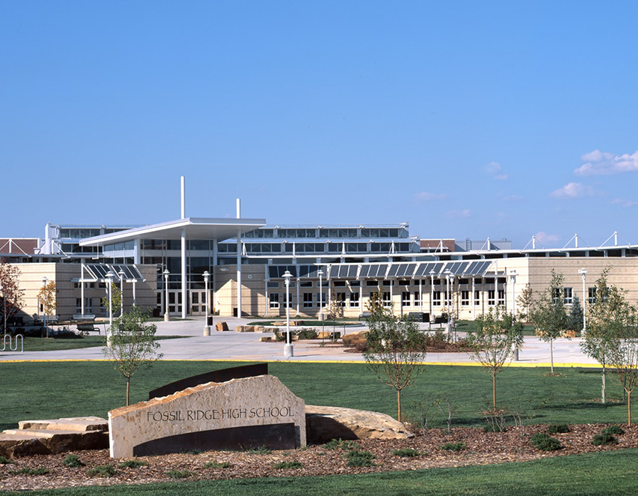 exterior of Fossil Ridge High School
