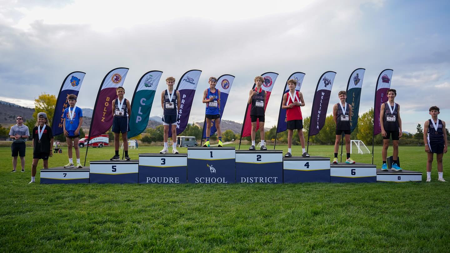 Middle School Boys Cross Country Top 10 Runners on Podiums