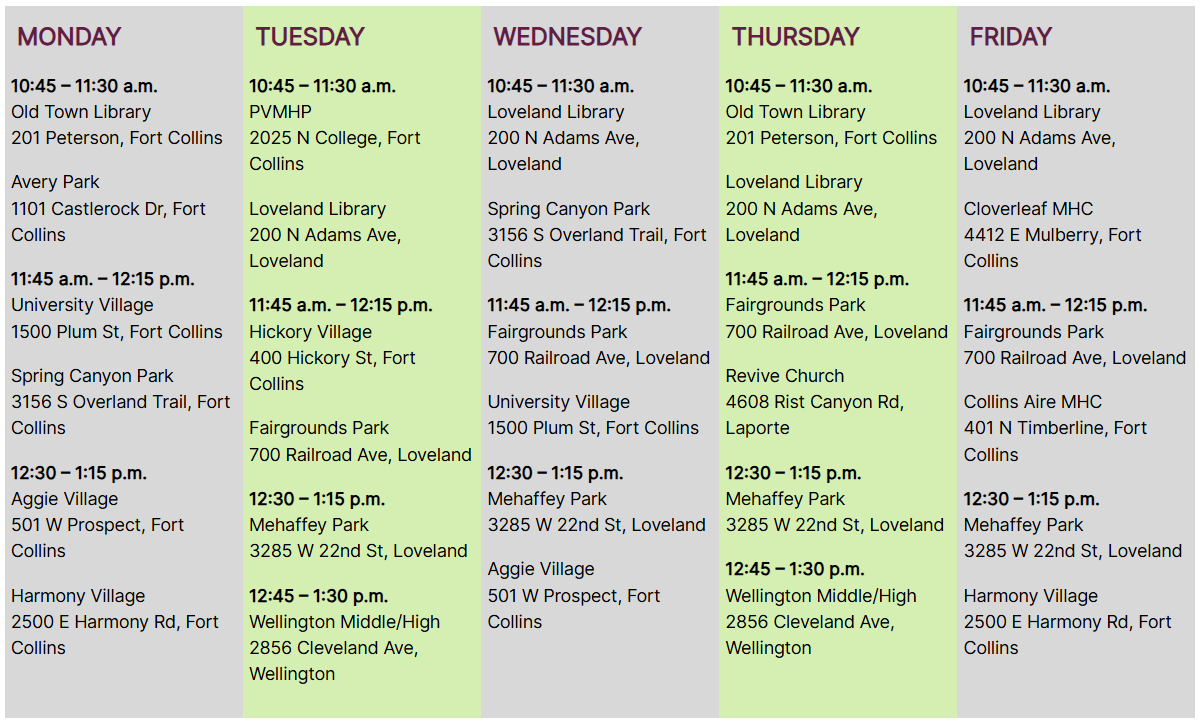 lunch lab schedule