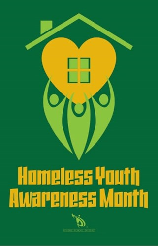 Text reads "Homeless Youth Awareness Month"