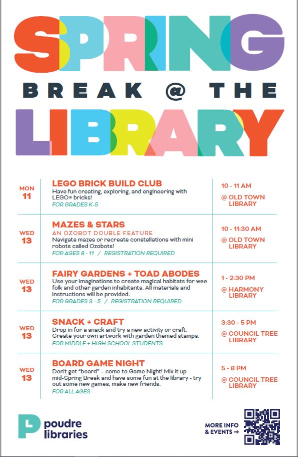 Library spring break image - text is in the linked document.