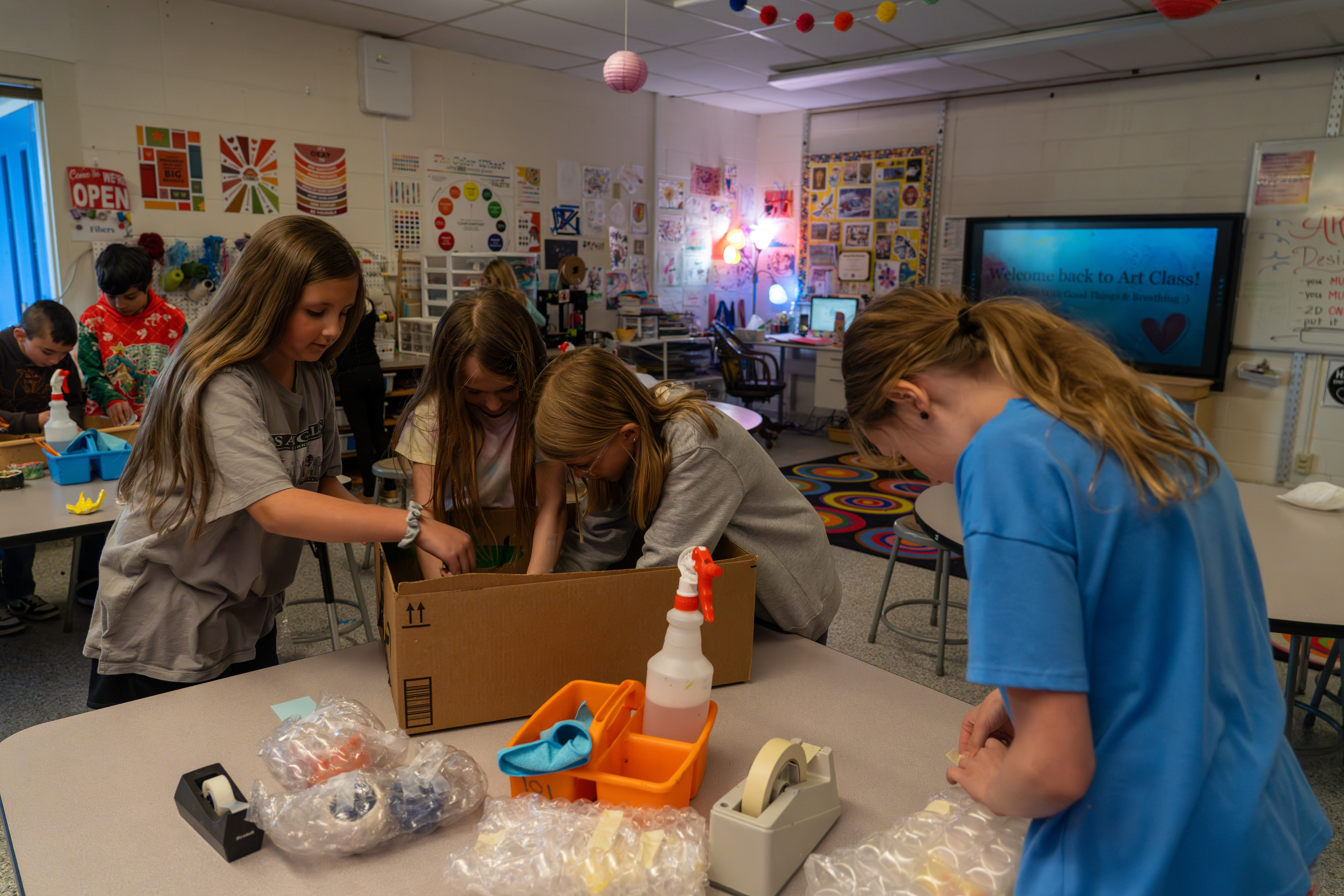 Students create art during enrichment classes at Bauder Elementary. 