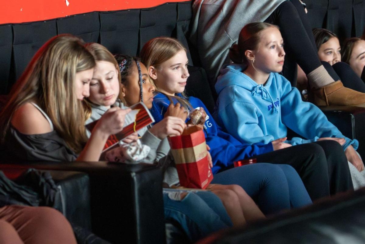 Webber Middle School students at the Lyric watching their films.