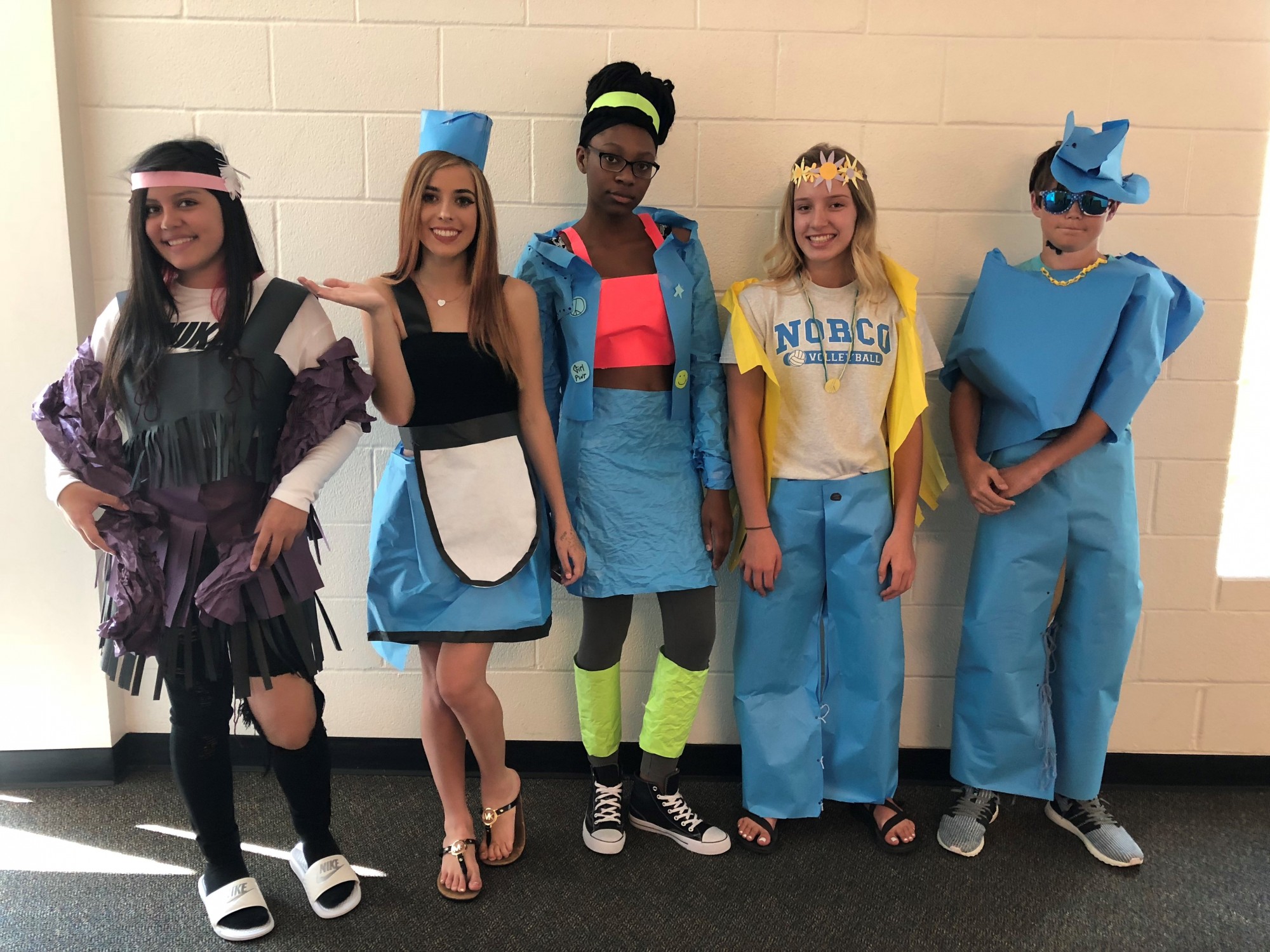 FCHS fashion design students wear their clothing designs made out of paper.