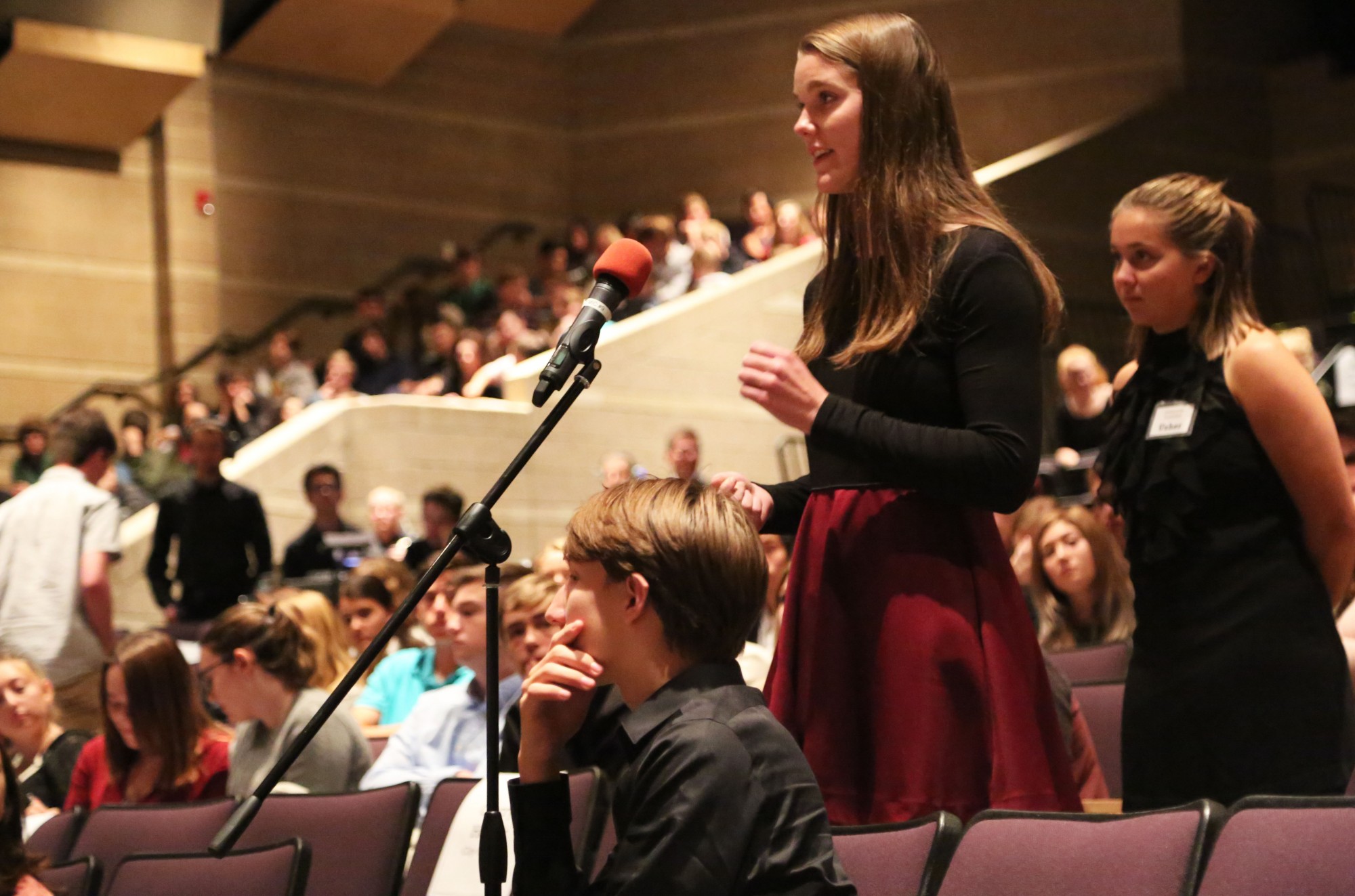 Two Fossil Ridge High School girls ask the Colorado Supreme Court justices questions.