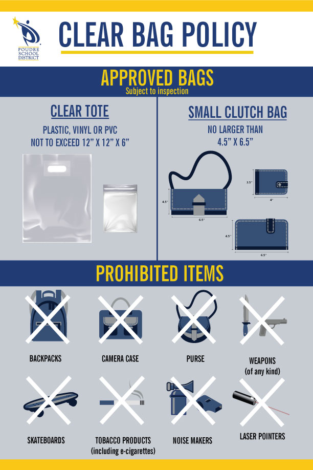 Athletics' flyer about the PSD clear bag policy.