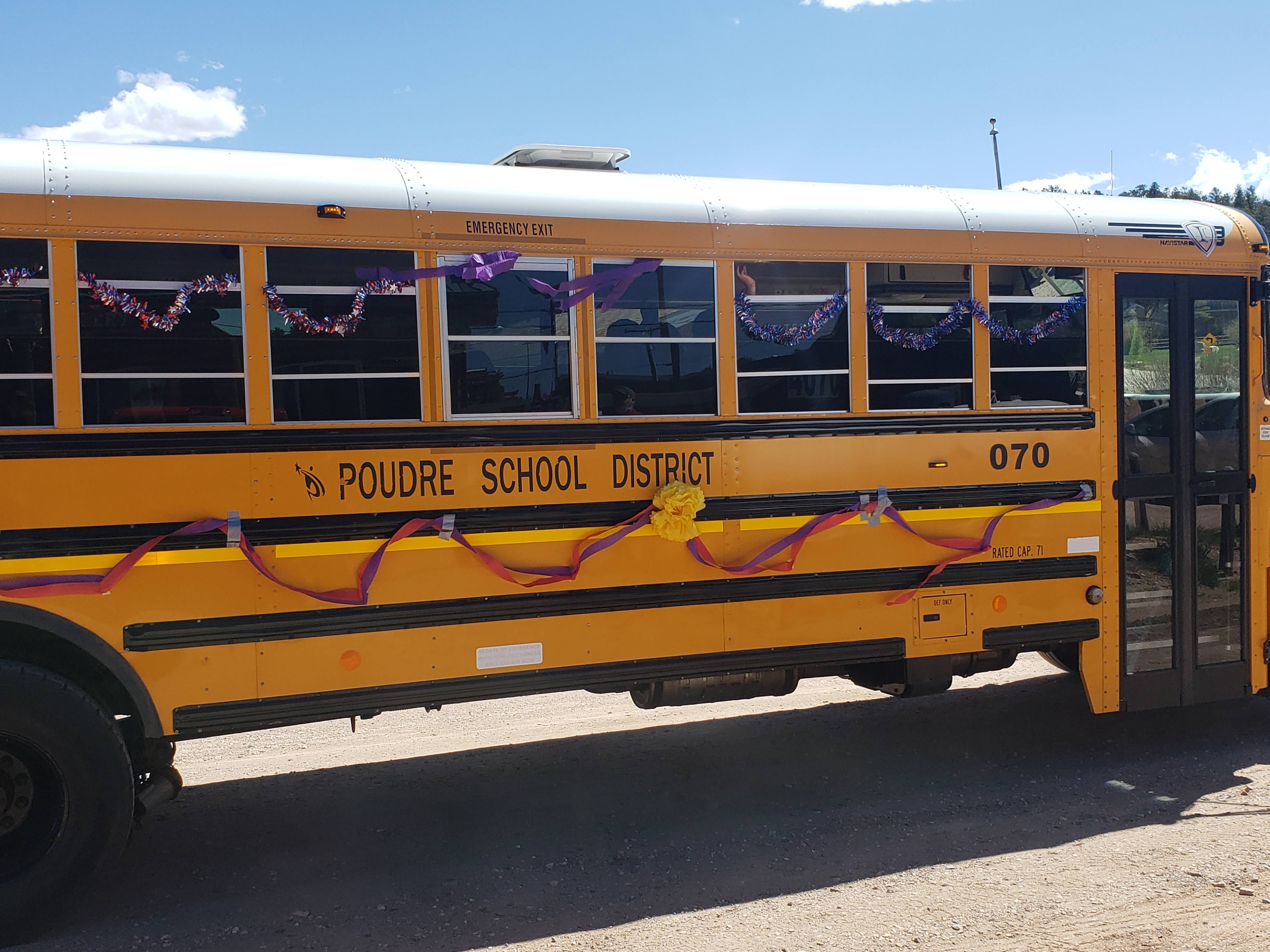 A decorated school bus for Karen Simpson.