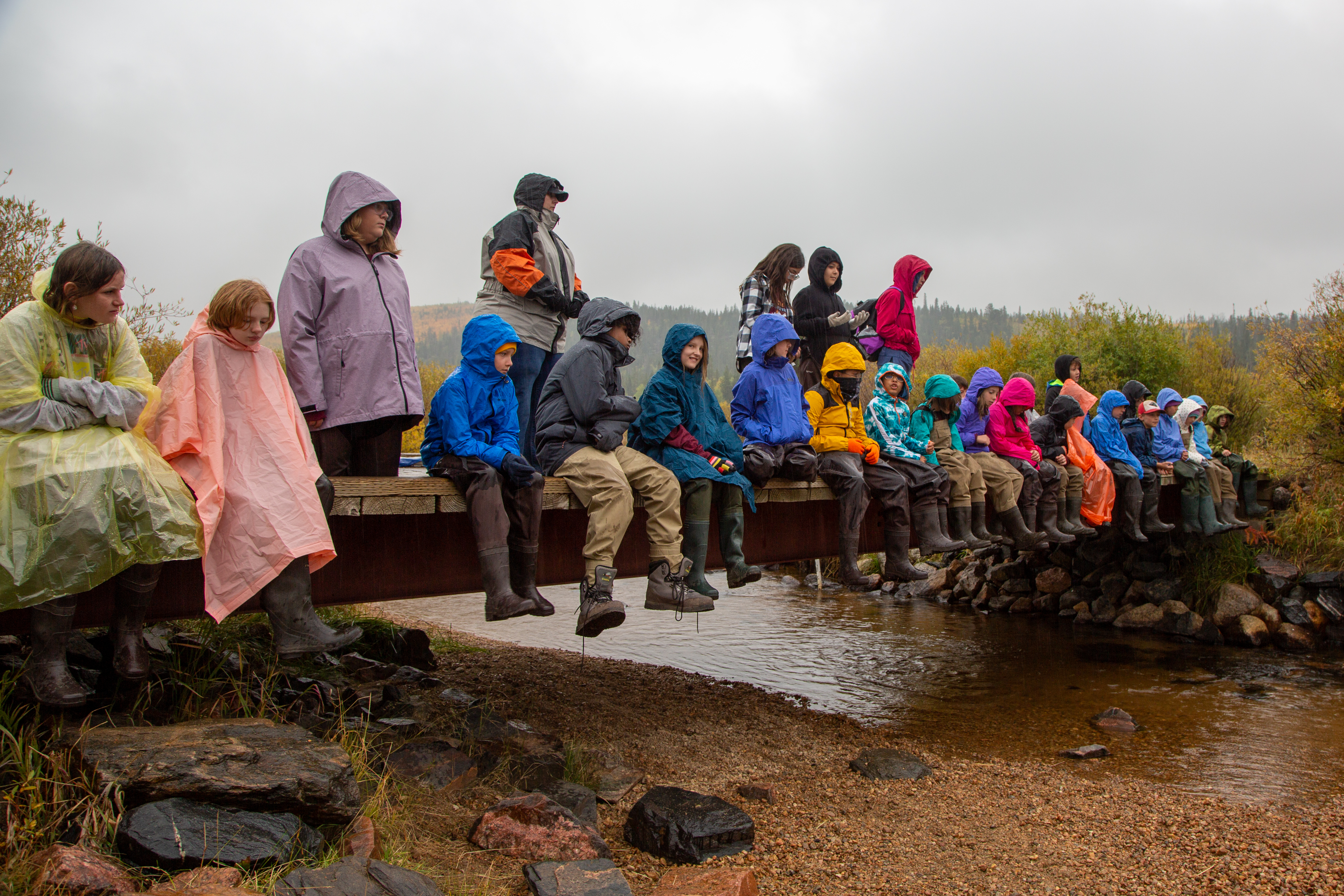 Fun and learning go on even in the rain. 
