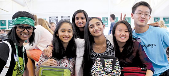 High school students smiling.