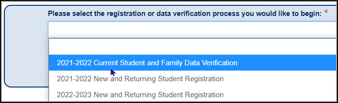 2021-22 current student and family data verification drop down image