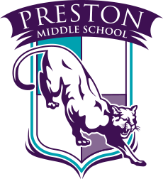 Preston Middle School panther logo.