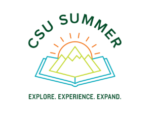 CSU Summer text - "Explore, Experience, Expand"