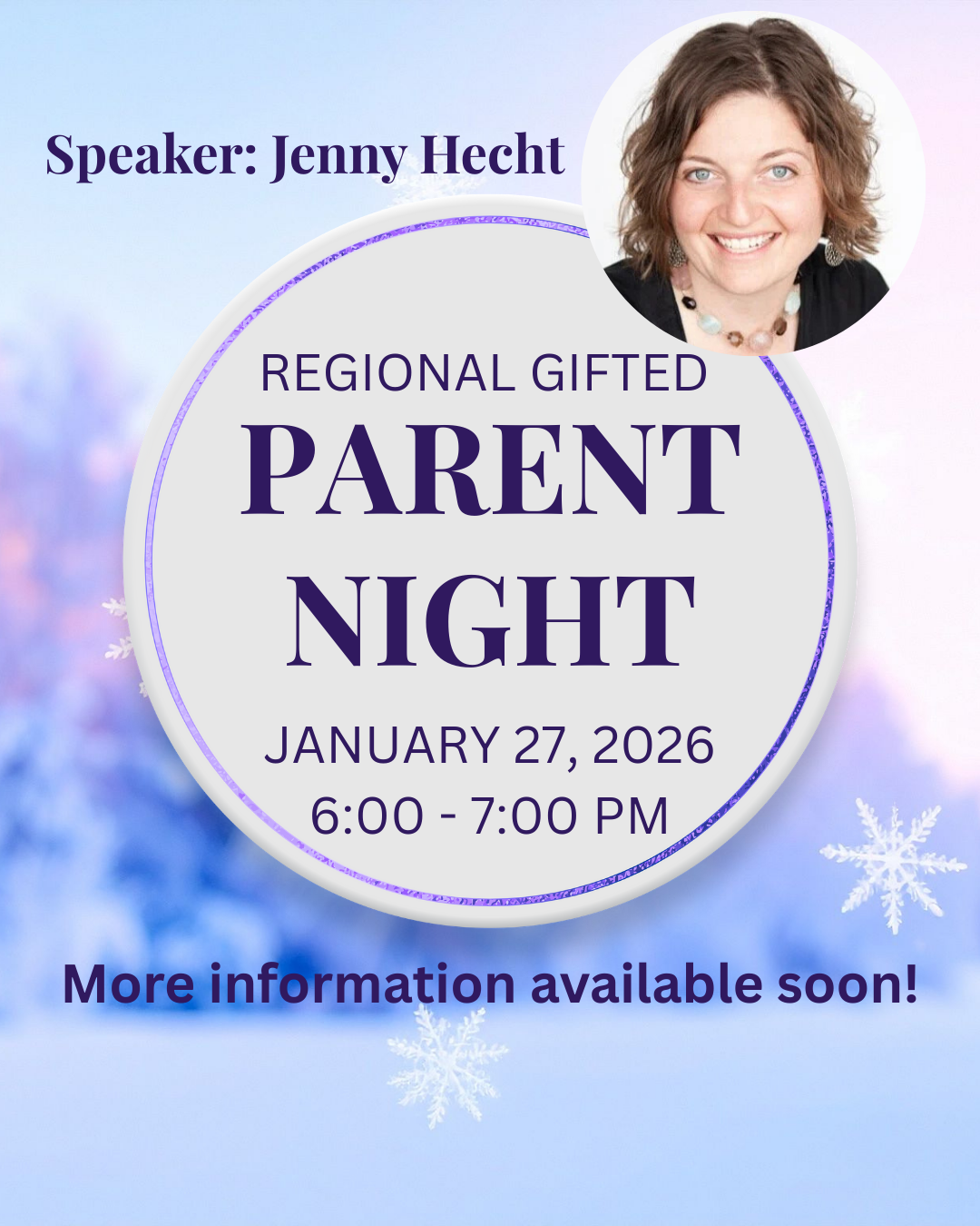 Poster for GT parent night on January 27