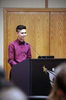student giving talk