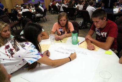 Students working