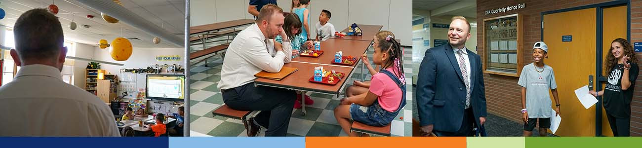 Superintendent Kinglsey in the classrooms first day of 2022-23 school year.