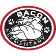 Black and Red Bacon Elementary Logo with a bulldog in the center